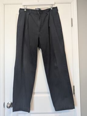 Polo Ralph Lauren Andrew Pant Men 35x32 Navy Blue Pleated Chino Chinos Slacks